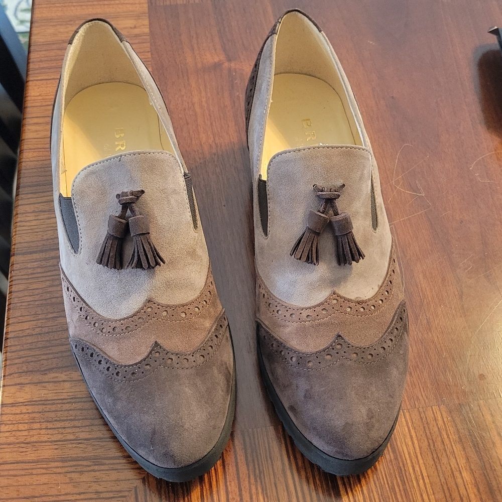 Made In Italy By BRUNATE Two-Tone Brown Tassel Loafers Size 9 - Picture 12 of 15